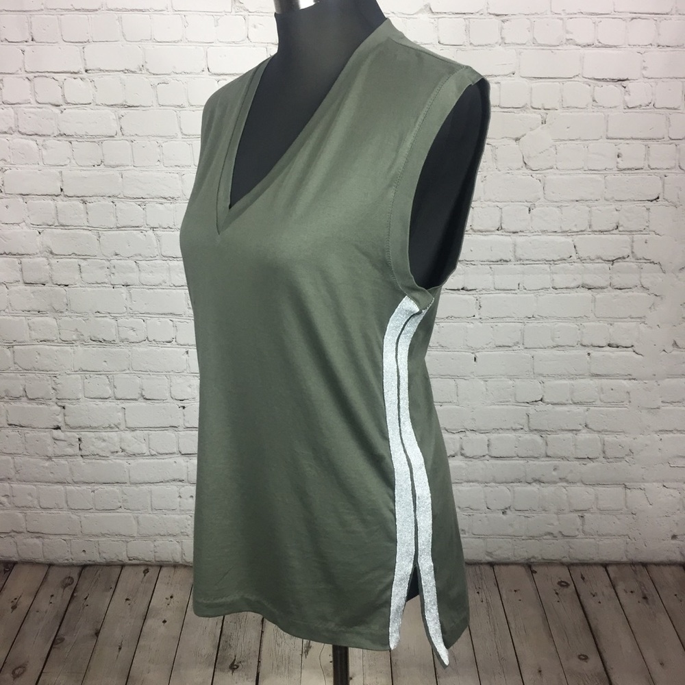 J. Crew Metallic Side Stripe V Neck Tank - Picture 2 of 8